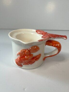 Lobster Butter Warmer Vintage 1960s 3D Ceramic 2-Piece Coastal Nautical Japan